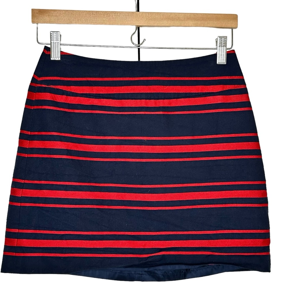 00P Loft navy and red stripped skirt
